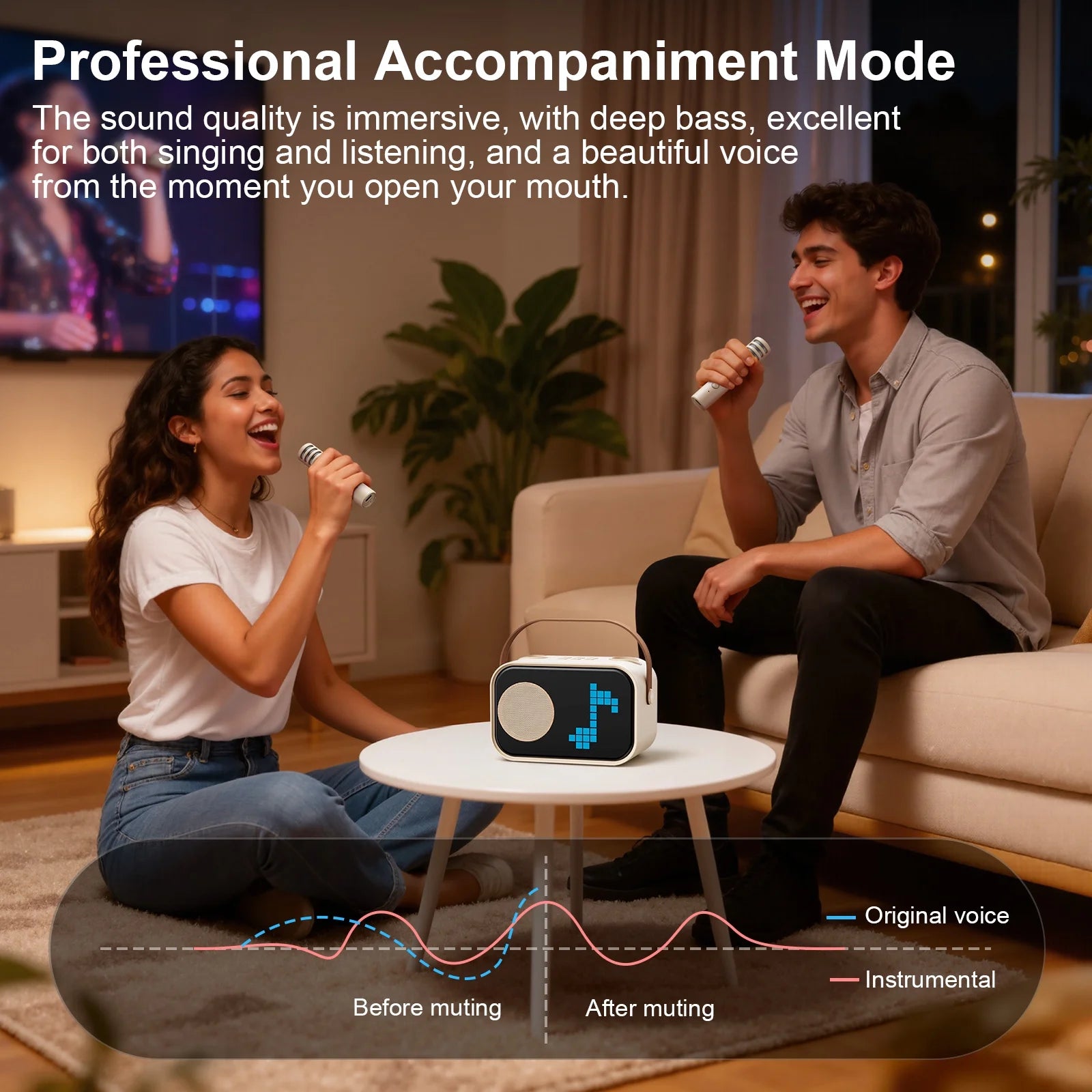 Karaoke Machine for Kids, Kids Karaoke Machine, 15+ Animation Modes, Kids Toy Gift