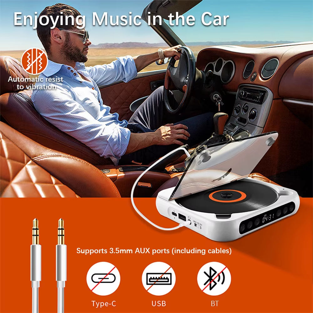 Spinwave™ Portable CD & Bluetooth Music Player – Classic Sound Meets Modern Freedom